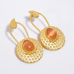 Women's Fashion 14k Gold Plated Brass <b>Drop</b> <b>Earrings</b> Handmade Fine <b>Silver</b> Jewelry Wholesaler Gemstone Jewelry Exporter - Product Image 4