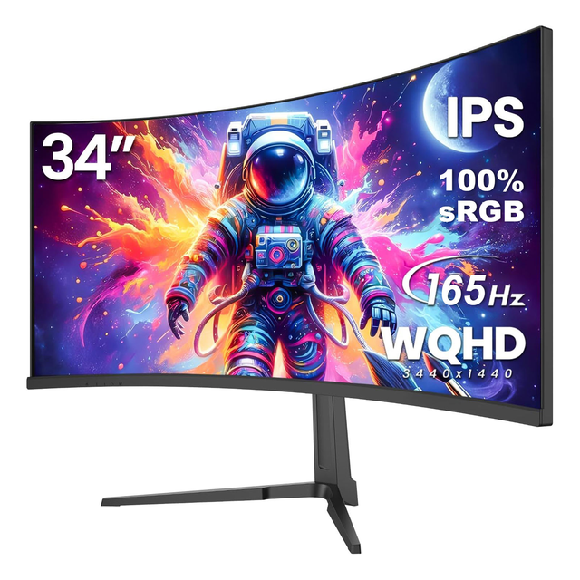 34" Curved Gaming Monitor IPS WQHD(3440x1440P) 165Hz 1900R 21:9 100%sRGB UltraWide HDR DP PC Display Wall Mountable