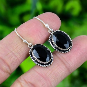 925 Sterling Silver Handmade Gemstone <b>Black</b> Onyx <b>Earrings</b> for Women Girls Best Quality Designer Wedding Gift Dangle <b>Earrings</b> - Product Image 4