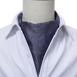 Custom Ascot For Men Baixo Preço Formal Moda Paisley Jacquard Poliéster Homens Ascot Tie Mens Cravate Casamento Lenço Gravata