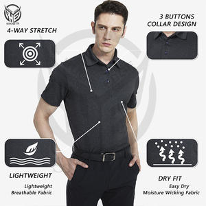 Golf de hombre personalizable de la mejor calidad para Polos de manga corta y patrón sólido hecho de tela de punto con logotipo de marca propia - Product Image 4
