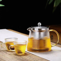 Théière en verre ronde de thé de théière en verre de Borosilicate élevé avec l'infuseur en acier