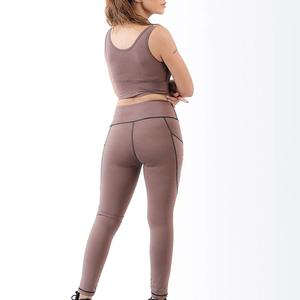 Ensembles de yoga pour femmes de haute qualité, dernier design, vente en gros, nouveau style, 2 pièces, taille élastique, logo sur le devant, coupe-vent, spandex/polyester - Product Image 6