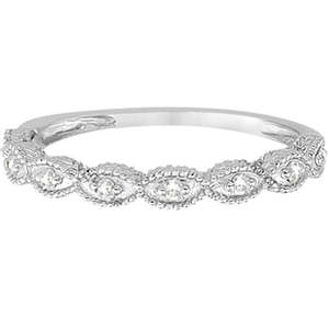 Bague de mariage en or blanc 18 carats avec diamant de forme marquise antique, bijoux en diamant de 0,10 carat - Product Image 2