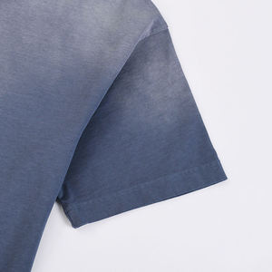 T-shirt à manches courtes lavé et ancien de qualité supérieure pour hommes en coton lourd d'été lâche couleur unie - Product Image 3