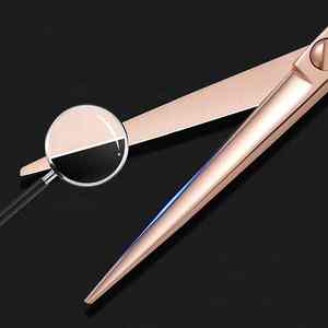 กรรไกรตัดผมสำหรับช่างตัดผมขนาด6.0นิ้วสีโรสโกลด์พร้อมที่วางนิ้วสแตนเลสกระเป๋าหนัง - Product Image 5