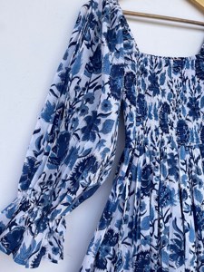 Personalizado elegante playa fiesta de cumpleaños noche Casual 100% algodón encaje cintura Natural patrón Floral impreso Maxi vestidos - Product Image 3