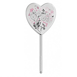 Heart Shaped Handheld <b>Mirror</b> Dual Sided Metal Frame Chrome Finish Floral Design Makeup <b>Mirror</b> - Product Image 3