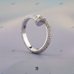 New Arrival Customized Design GRA Certified Moissanite Sterling Silver Iced Diamond Hip Hop Band <b>Mens</b> High Quality Latest - Product Image 3