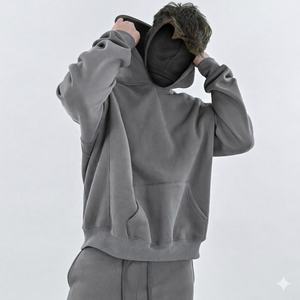 Sudadera con Capucha Extra Grande para Hombre, de Felpa Premium 100% Algodón, Color Sólido, Hombros Caídos, en Oferta - Product Image 3