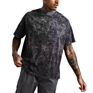Gran oferta, camiseta desgastada con lavado ácido para hombre/mujer, Camiseta holgada de manga corta con cuello redondo de 240gsm y 300gsm en blanco - Product Image 4