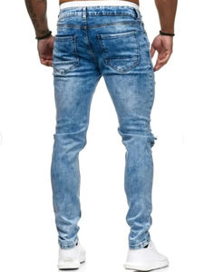 OEM ODM Wholesale Custom <b>Men</b> Vintage Style 100% Cotton Washed Broken Hole <b>Jeans</b> Ripped Pocket Detail pant for <b>men</b> - Product Image 5