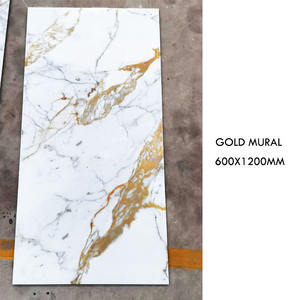 Nuevo diseño, serie esmaltada de cristal pulido, Mural dorado, baldosas de porcelana para suelo, baldosas de pared con aspecto de mármol de lujo, baldosas de suelo de 600x1200mm - Product Image 2