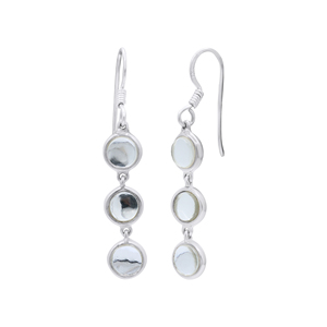 Pendientes Largos de Plata de Ley 925 con Circonita Cúbica Blanca Natural Redonda Vintage para Mujer, Marca Memoria Jewels - Product Image 4
