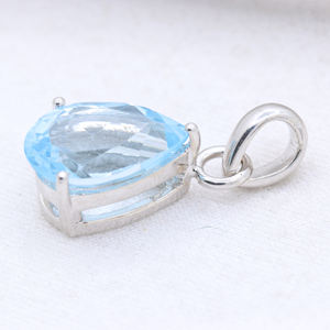 Vente en gros pendentif en pierre précieuse topaze bleue naturelle en forme de poire bijoux faits à la main en argent sterling massif 925 pour pendentifs fins breloques - Product Image 6