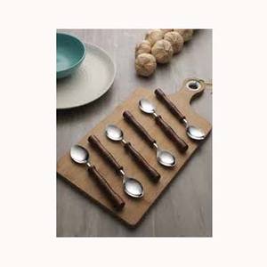 Juego de servidor de ensalada Chapado en plata de acero inoxidable con diseño único de mango largo de madera Cubiertos de alta calidad para restaurante - Product Image 1