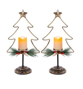 Festive Arrivée Métal fantaisie Arbre De Noël fait à la main Avec Base En Bois De Noël 2024 Table Top Table Décor - Product Image 3