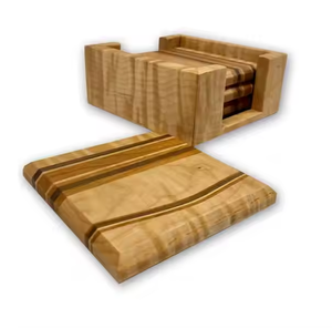 Posavasos de madera de alta calidad Artesanía cuadrada y redonda Posavasos de madera nogal por Crescent Crafts - Product Image 4
