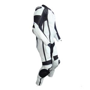Piste course 1 pièce blanc et noir en cuir de vachette véritable moto costume CE armures Protection moto équitation costume pour hommes - Product Image 2