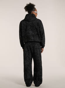 Sweat à capuche en molleton 100% coton biologique à motif uni en gros pour hommes grands Noir Hiver Col à capuche Logo personnalisé - Product Image 4