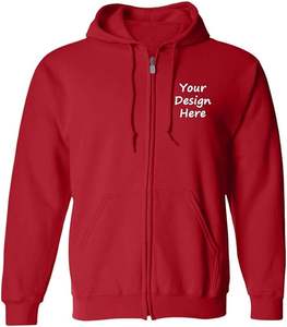 Sudadera con capucha unisex personalizable de lana con cremallera y logotipo bordado de alta calidad-Sudadera negra con cremallera completa para hombre - Product Image 6