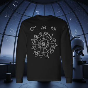 Camiseta de manga larga con diseño de horóscopo y signos del zodiaco, cuello redondo negro - Product Image 3