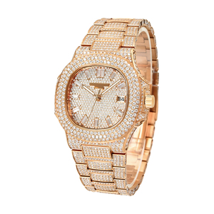 OEM dia Logo MOQ 1PCS Fashion Modern Men's Ice Crystal VVS Moissanite <b>Watch</b> Mechanical Square <b>Case</b> Luxury Wrapped 40mm Hip Hop - Product Image 5