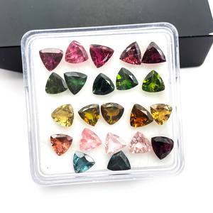 พลอยทัวร์มาลีนหลากสีธรรมชาติ ทรงทริลเลียนเจียระไน ขัดเงา/เคลือบน้ำมัน ผ่านการรับรองจากผู้ตรวจสอบบุคคลที่สาม จำหน่ายราคาส่ง - Product Image 3