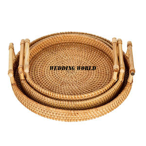 Fabricante de bandeja de servicio de ratán Plato de diseñador hecho a mano de calidad premium Bandeja de ratán nueva elegante y clásica - Product Image 6