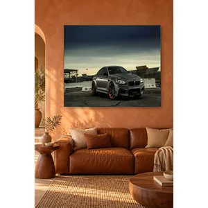 Impression sur toile BMW Fida Gray avec jantes orange au crépuscule - Product Image 5