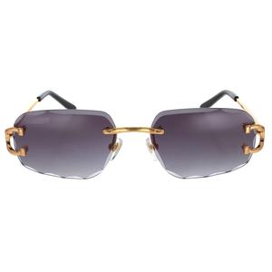 Luxury rimless geometric sunglasses with gold <b>temple</b> design and gradient black lenses for <b>men</b> and women - Product Image 1