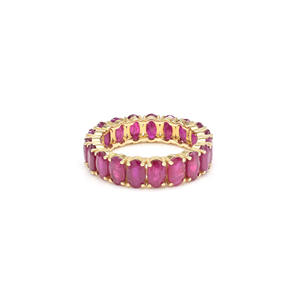 Bague de fiançailles en or jaune 14 carats avec rubis de Birmanie taille ovale de 4,2 carats, entièrement sertie, cadeau surprise pour femme, bijoux faits à la main - Product Image 5