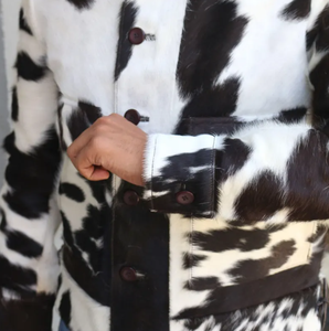 Chaqueta de piel de vaca hecha a mano de primera calidad transpirable piel de vaca pelo Natural estampado de vaca chaqueta de invierno personalizada - Product Image 4