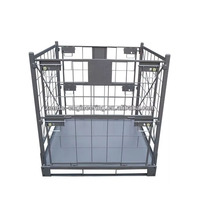 Conteneur pliable en fil d'acier robuste, grande cage à roulettes, capacité 1000 kg, revêtement poudré, stockage professionnel empilable