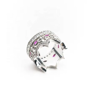 Anillo de Moissanita de Lujo Premium con Corte Marquesa y Rubí 8A, Zirconia Cúbica, Anillo de Compromiso y Matrimonio para Hombre y Mujer - Product Image 3