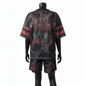 Conjunto corto de jersey de malla transpirable para mujer, 180 GSM, poliéster, negro, rojo, gris, sublimación, logotipo personalizado, conjuntos para mujer - Product Image 2