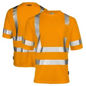 เสื้อเซฟตี้สำหรับผู้ชายสะท้อนแสงแขนสั้นผ้าคอตตอน100% Hi-Vis โลโก้ตามสั่ง - Product Image 4