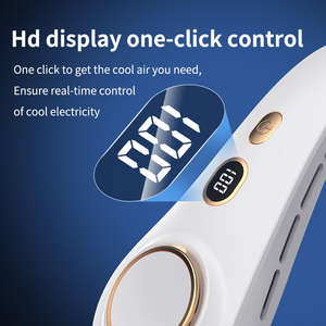 Ventilateur de cou sans lame 1500 mAh, mini portable, 3 vitesses, refroidissement par air, pliable, alimentation par batterie 5V pour les foyers, best-seller 2026 - Product Image 1