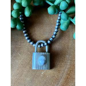 Emer Thompson White Buffalo & Sterling Silver <b>Locket</b> Pendant Diamond Inlay Bezel Setting Religious Style Gold Rose Gold Jewelry - Product Image 1