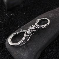 Bonne qualité solide Antique bijoux hommes en acier inoxydable porte-clés skul jamais ternir squelette homard fermoir rétro métal porte-clés