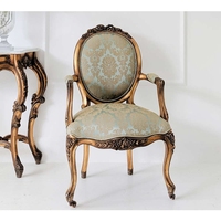 Chaise de salle à manger ou de chambre moderne en acajou doré à la main, style Palais de Versailles