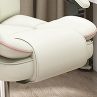 Chaise de bureau de direction ergonomique pivotante en cuir PU blanc avec appui-tête, confortable et inclinable pour la relaxation et le gaming