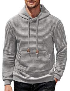 Pull-over gaufré à manches longues avec impression de broderie et logo personnalisé Sweatshirts à capuche pour hommes Sweatshirts à capuche décontractés avec poche kangourou - Product Image 3