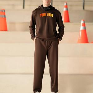 Streetwear unisexe de logo imprimé par transfert de chaleur personnalisé 100% coton lourd 500GSM ensemble de pantalons à capuche pull à capuche à capuche pour l'hiver - Product Image 5