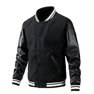 Logo personnalisé Laine Chenille Broderie Baseball Letterman Vestes Hommes Vintage Blanc Orange En Cuir Manches Varsity Veste - Product Image 1