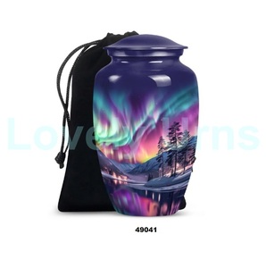 La mejor venta de urna conmemorativa de cremación con tema de Aurora Borealis para cenizas humanas, urna funeraria grande decorativa con bolsa de terciopelo gratis - Product Image 5