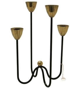 Portavelas de Metal mate para uso en fiestas, soporte de vela de alambre negro con forma nueva y brazos dorados - Product Image 1