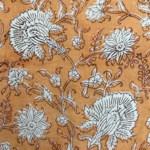 Tissu en coton imprimé à la main à motifs floraux moutarde, textile artisanal indien traditionnel pour vêtements et ameublement - Product Image 4