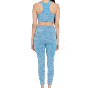 Women workout gym yoga set seamless <b>leggings</b> and <b>crop</b> top breathable fitness training activewear quick dry - Product Image 2