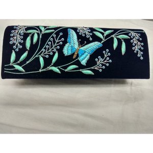 Luxury <b>Women's</b> Top Trendy Clutch <b>Canvas</b> Zipper Fashion-Forward Zari Embroidery Semi Gemstones Pearl Chain Beading Decoration - Product Image 5